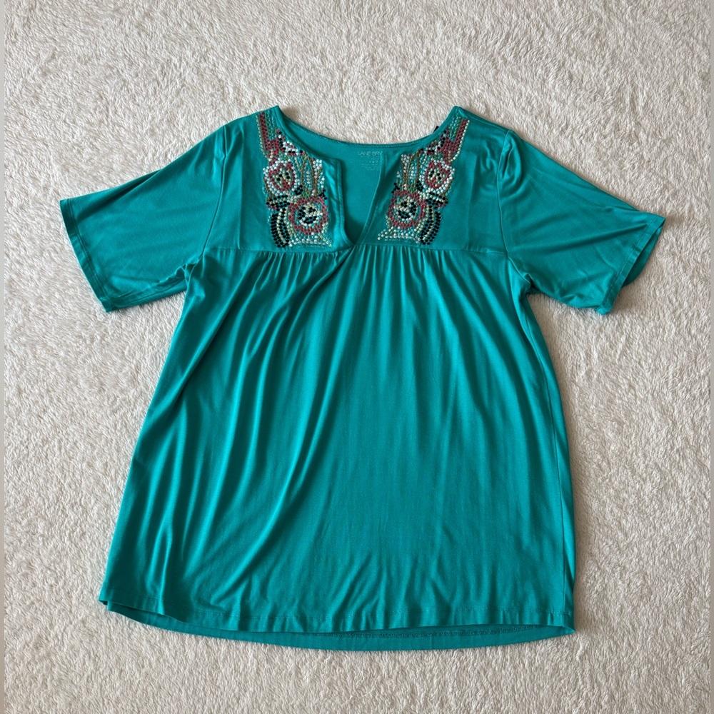 Lane Bryant V Neck Embroidered Top Size 14/16 New